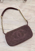 Vintage Chocolate Brown Quilted Chain Shoulder Bag