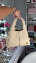 Cream Pebbled Leather Hobo Tote Bag | Luxury Women’s Shoulder Handbag with Gold Hardware
