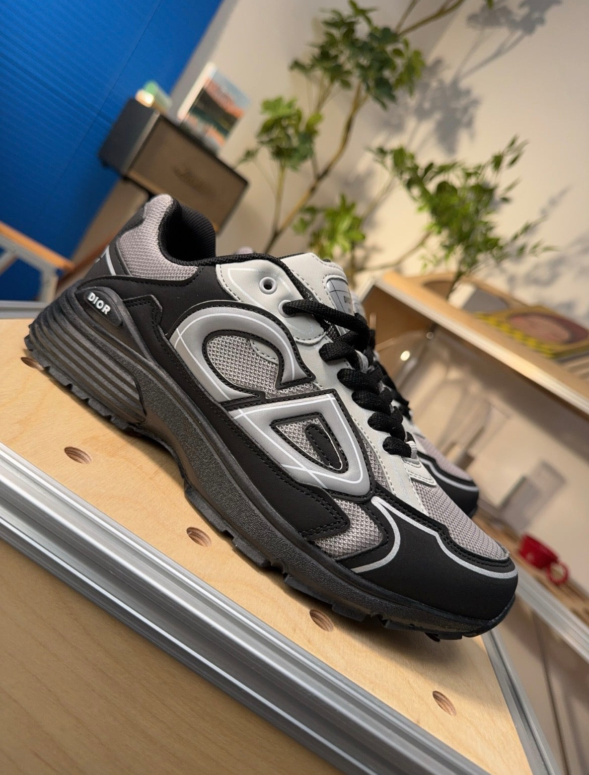 Designer Black & Silver Mesh Chunky Runner Sneakers