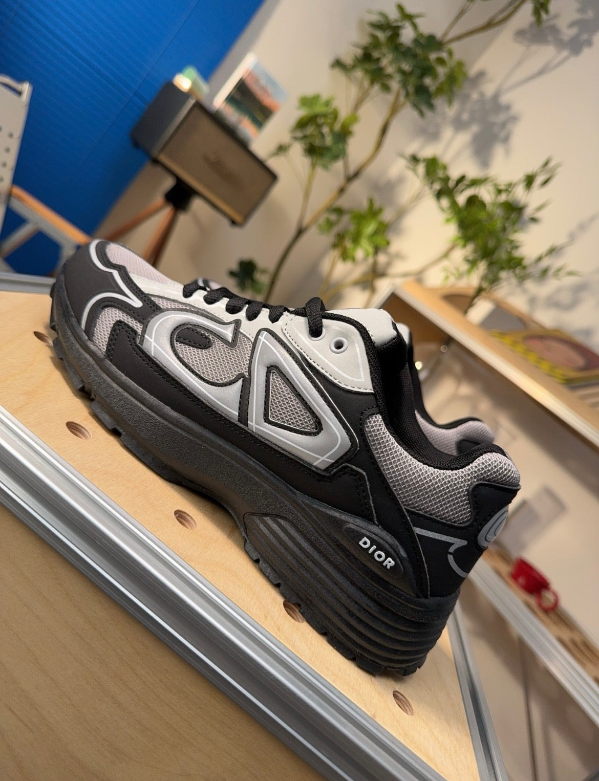 Designer Black & Silver Mesh Chunky Runner Sneakers