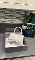 Croc-Embossed Top Handle Bag Structured Mini Handbag