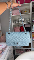 Luxury Quilted Light Blue Chain Shoulder Bag | Elegant Women’s Crossbody Purse