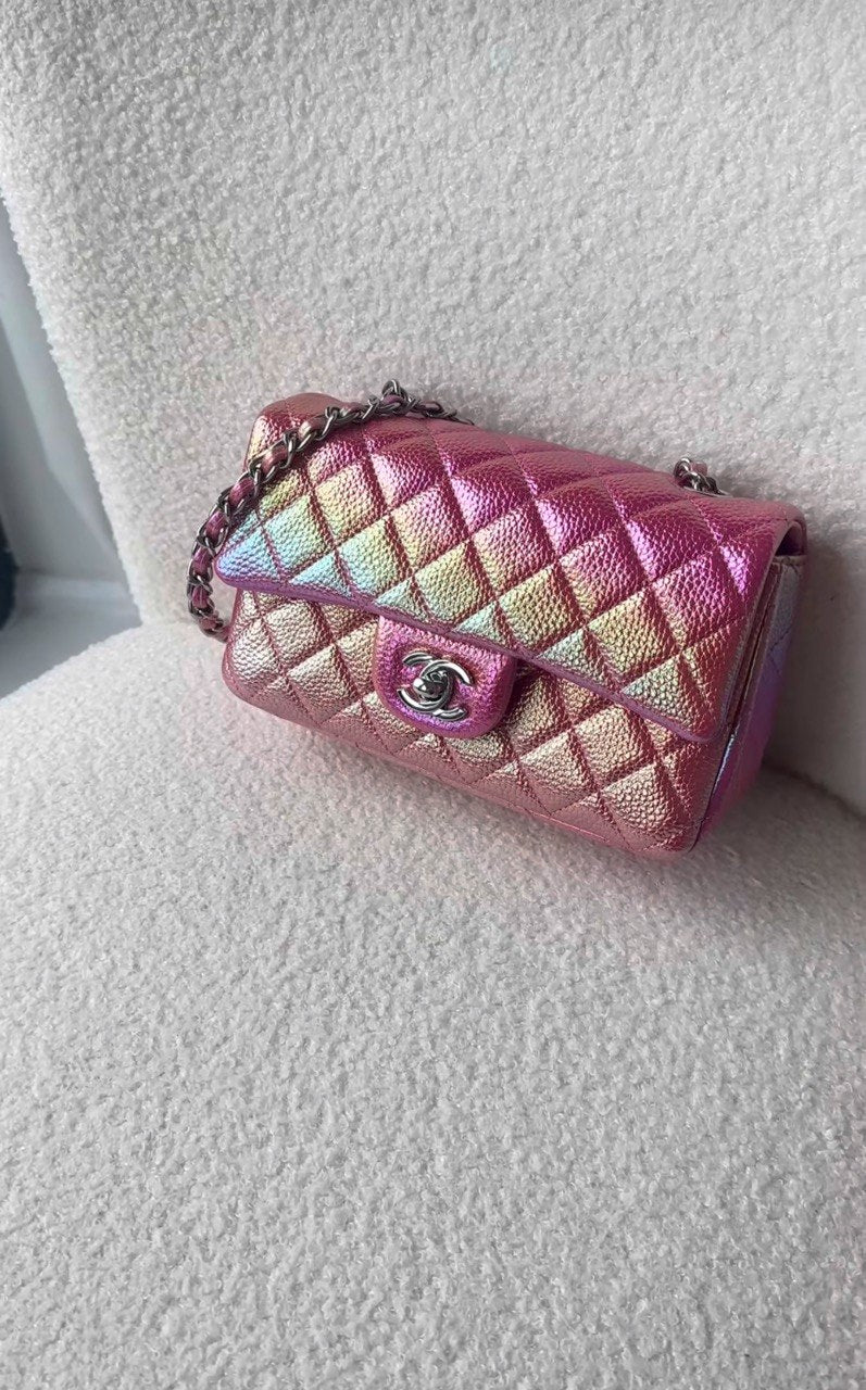 Chanel Iridescent Mini Flap Bag – Pink Quilted Metallic Leather