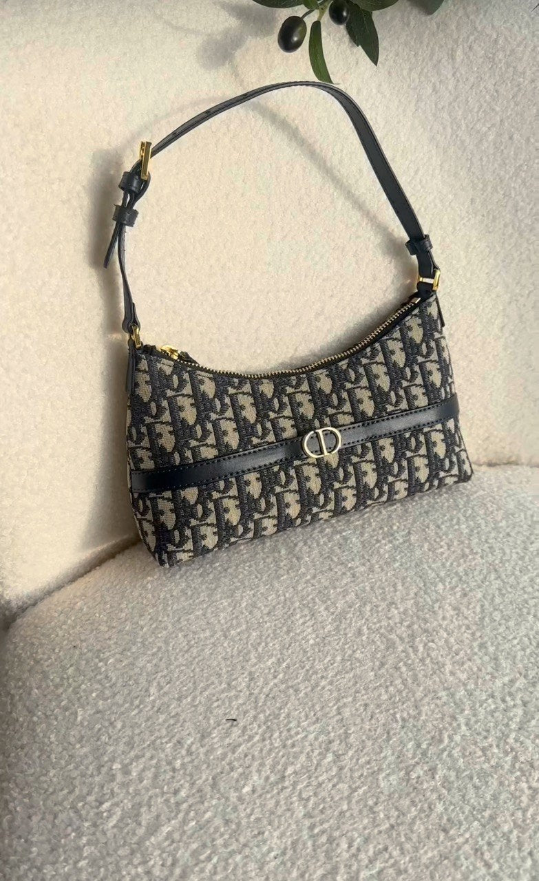 DIO Oblique Mini Shoulder Bag – Navy Monogram Canvas