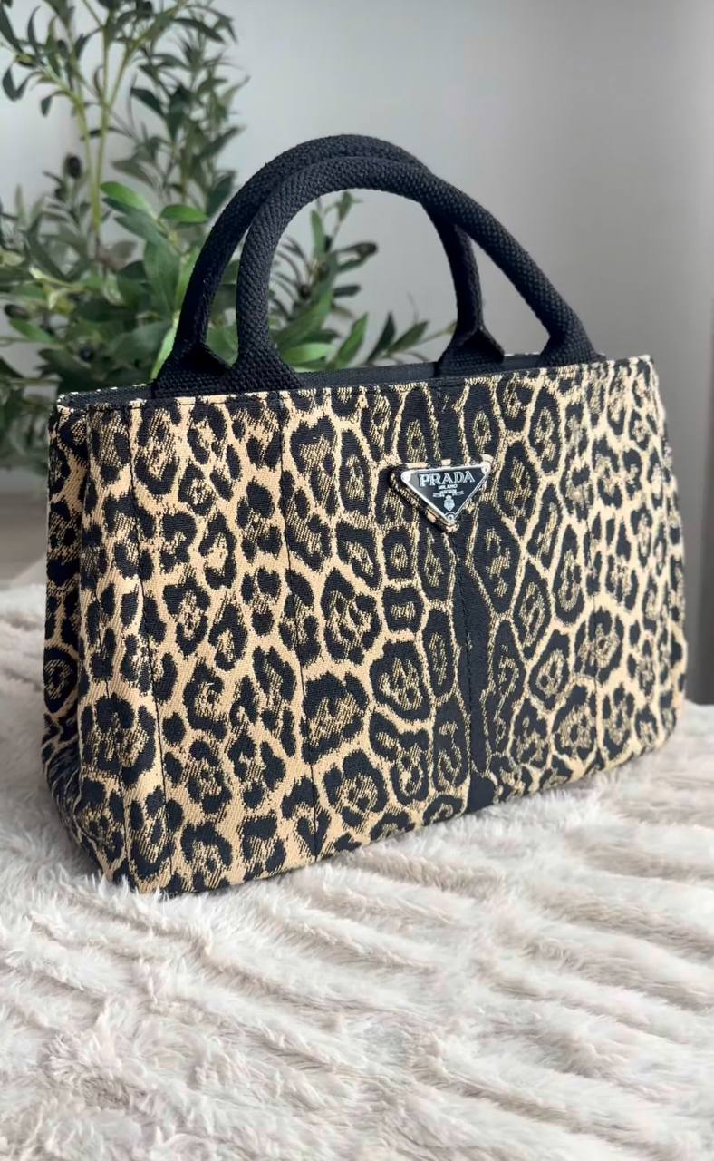 PRAD Leopard Print Tote Bag