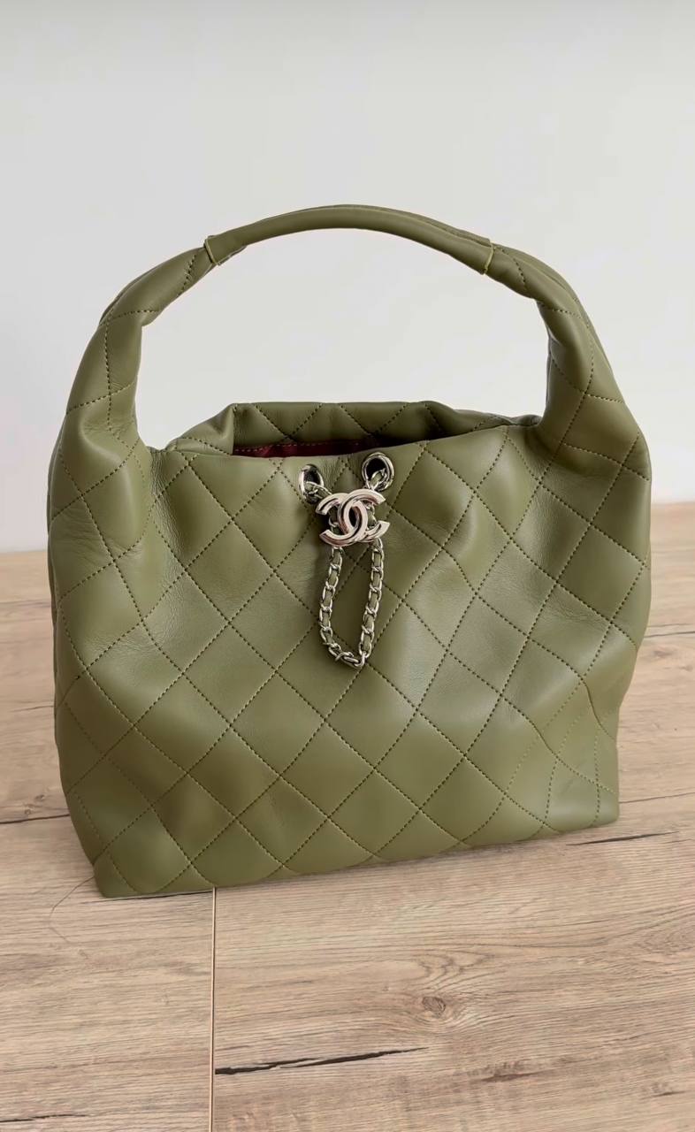 Chanel Quilted Bag – Olive Green Leather Tote