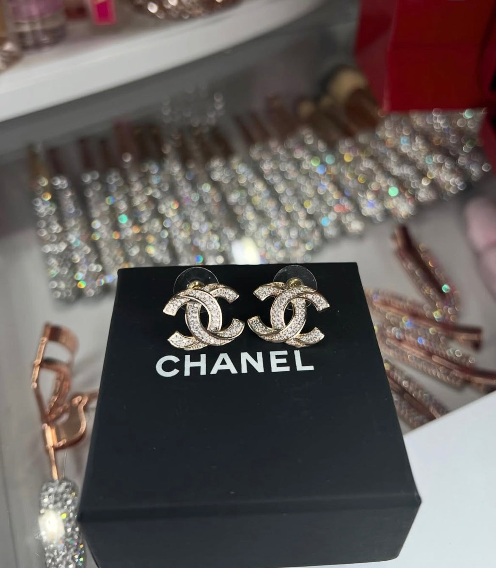 CC Pavé Crystal Stud Earrings