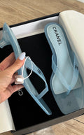 Sky Blue Jelly Heel Sandals – Elegant Summer Flip Flops