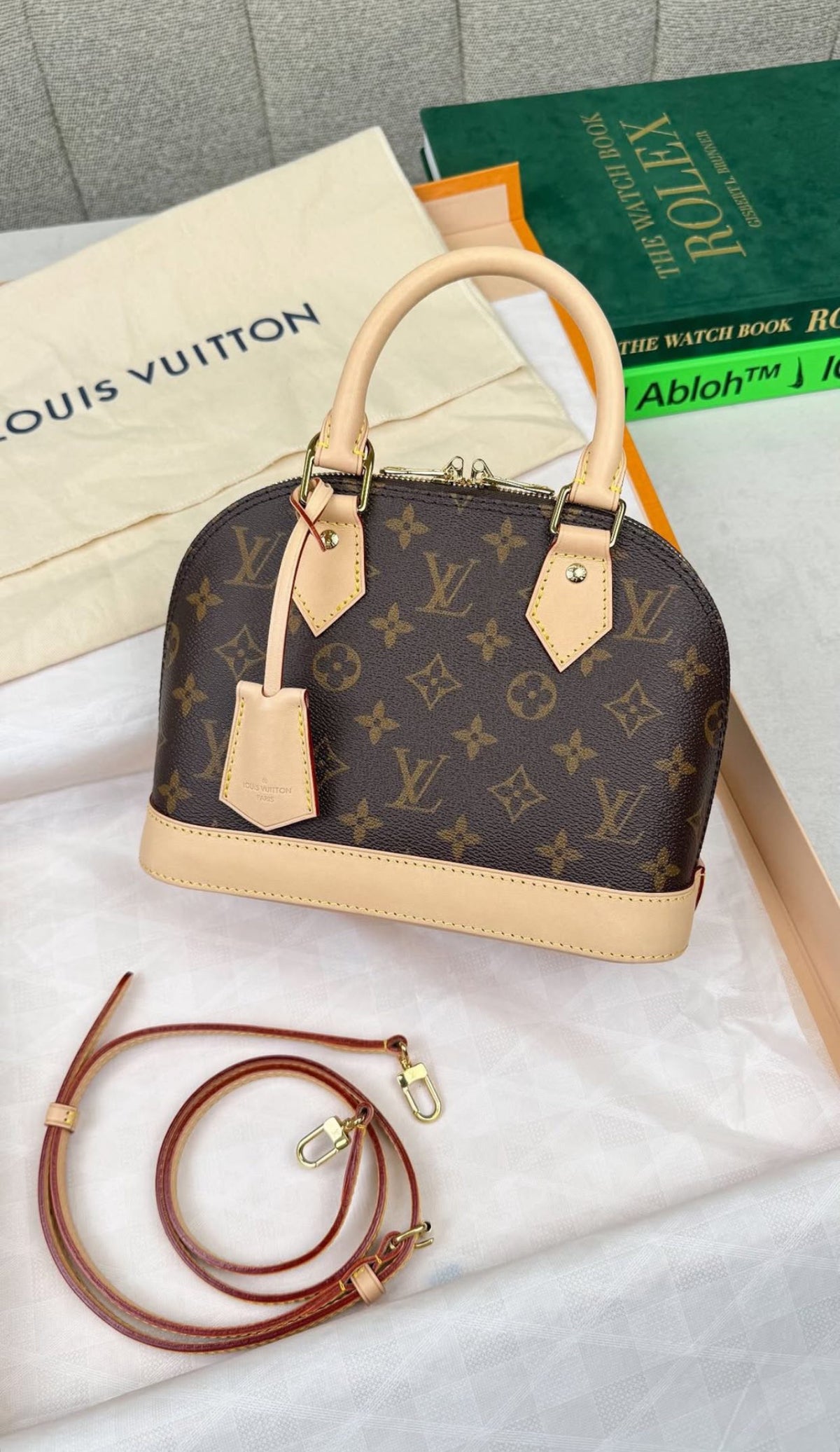 L V Alma Monogram Bag – Brown Top Handle Crossbody Purse