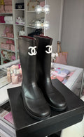 Black Designer Rain Boots