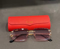 Gold-Tone Square Frames Pink Gradient Sunglasses