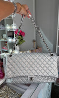 Silver Quilted Chain Shoulder Bag