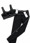 Women’s Black Contrast Trim Active Set – Sports Bra & Leggings