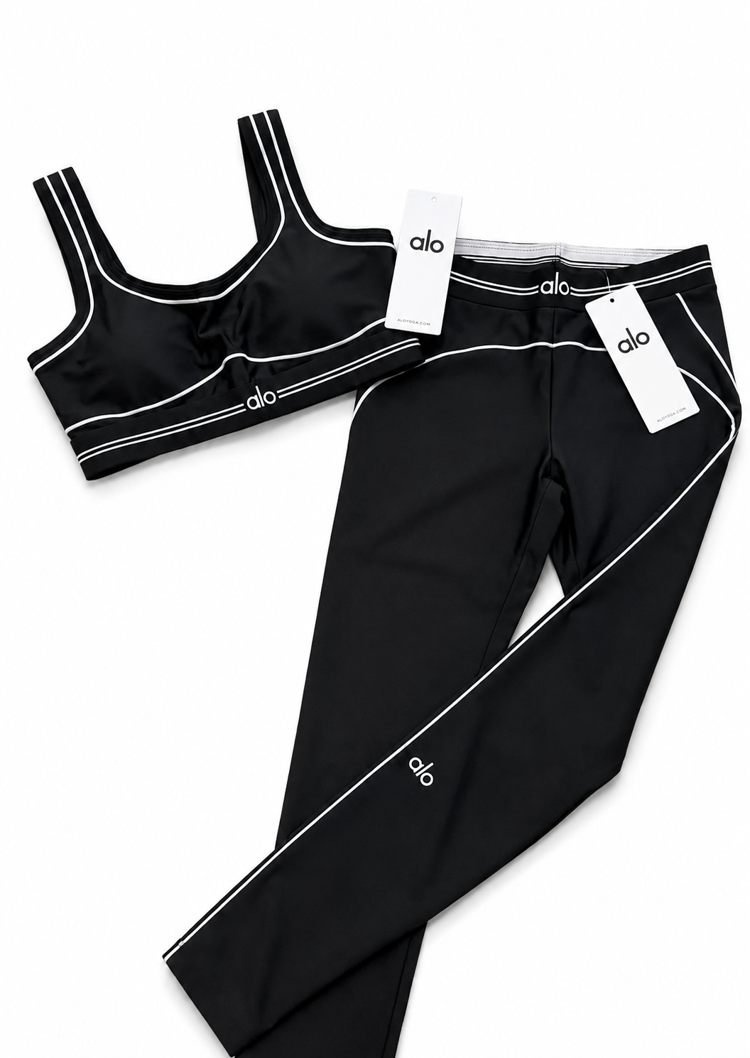 Women’s Black Contrast Trim Active Set – Sports Bra & Leggings