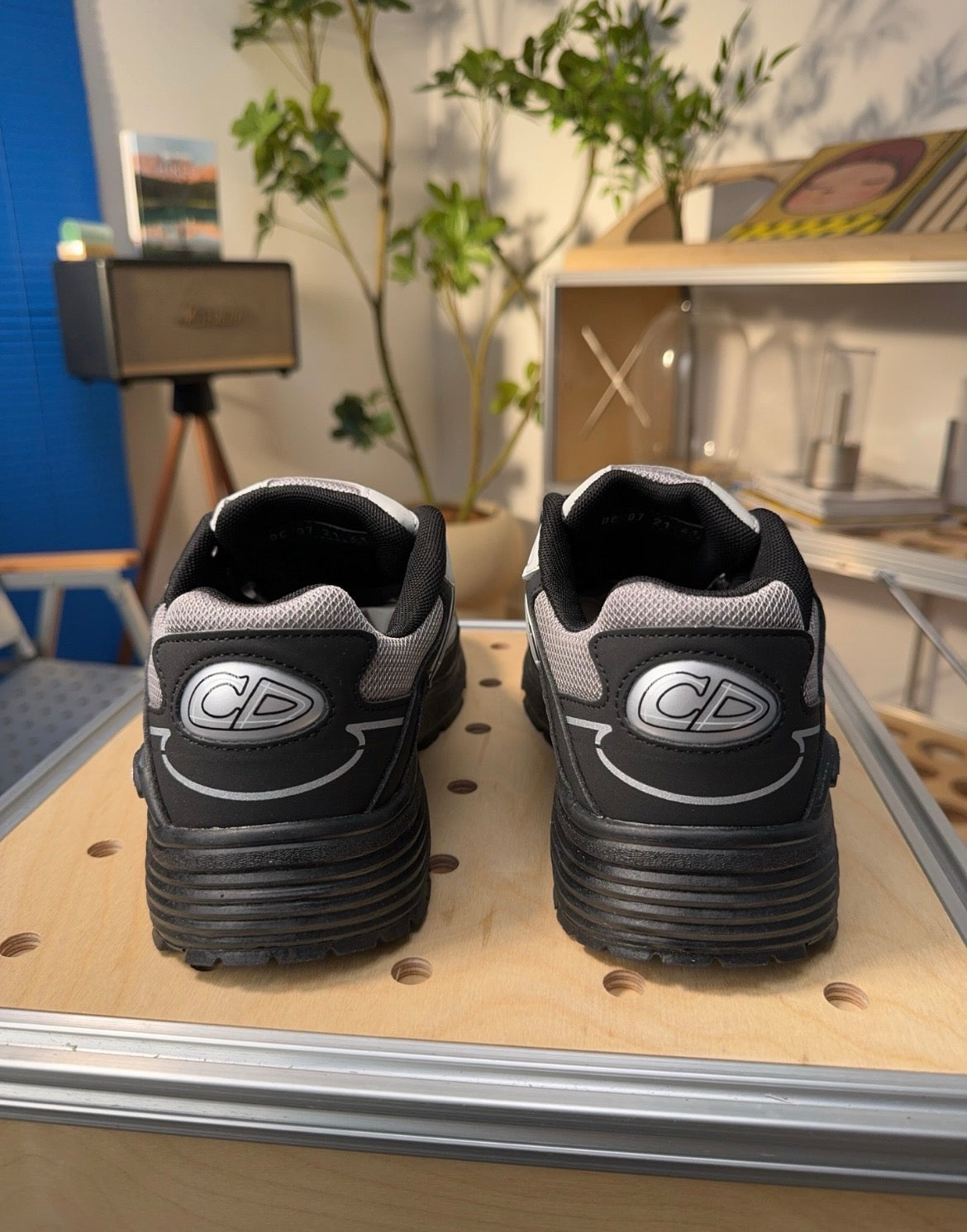 Designer Black & Silver Mesh Chunky Runner Sneakers