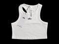 Alo White Ribbed Cropped Tank Top