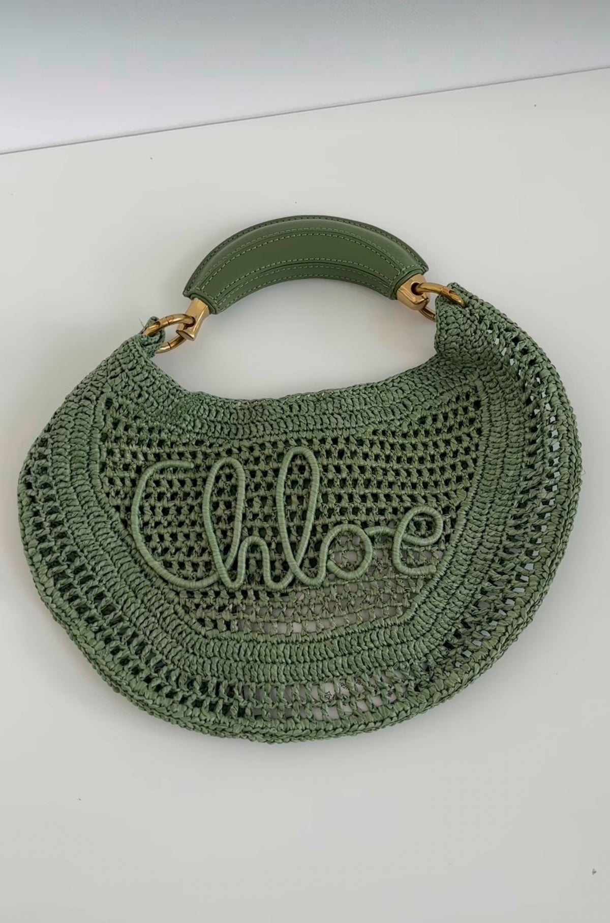 Chloé Green Crochet Hobo Bag – Woven Summer Shoulder Purse