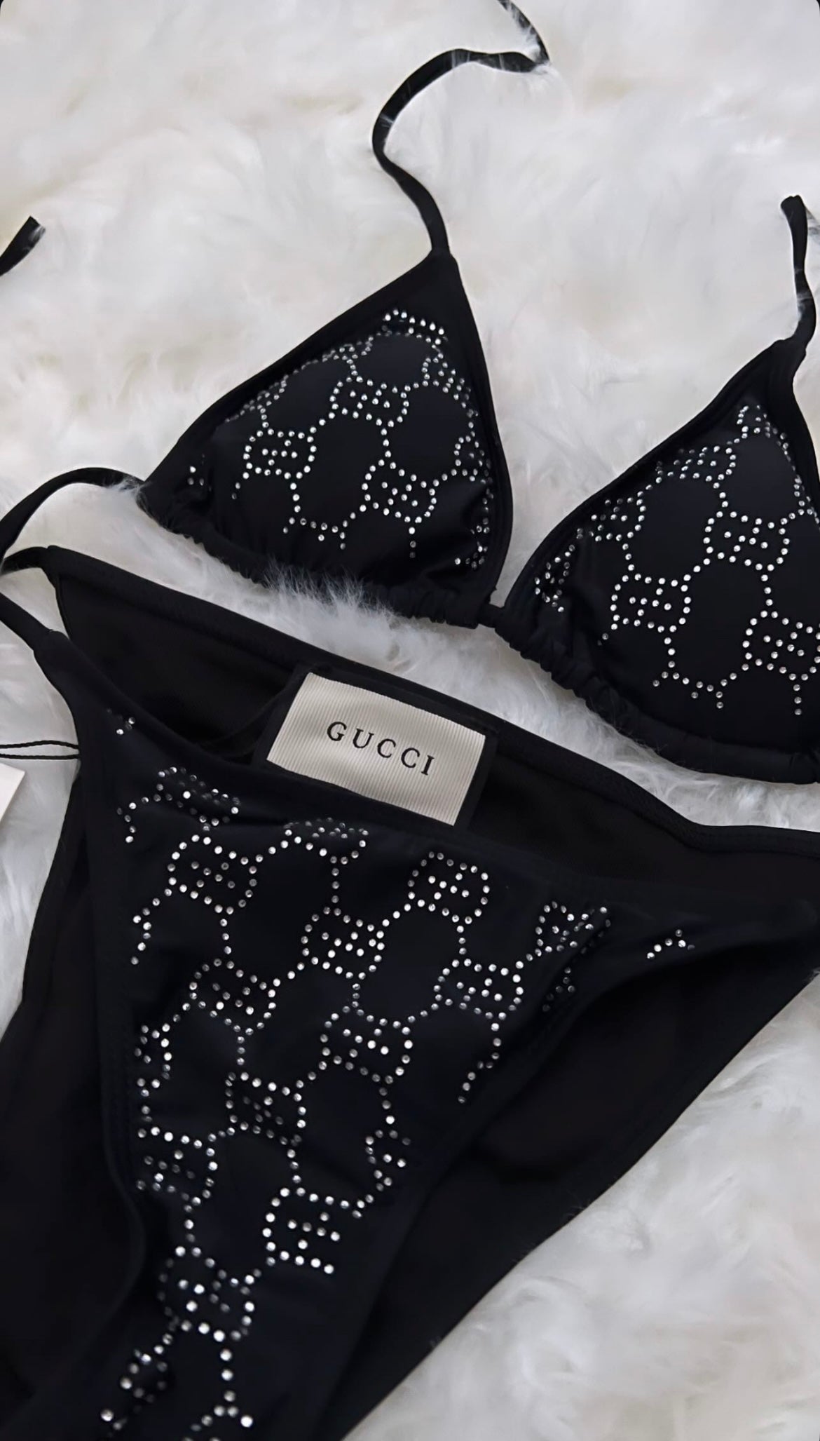 Black Designer Style Rhinestone Bikini