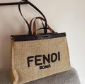 F E N Roma Raffia Tote Bag
