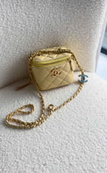 CHAN Vanity Crossbody Cream Quilted Leather with Gold Hardware