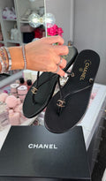 Black Minimalist Thong Sandals