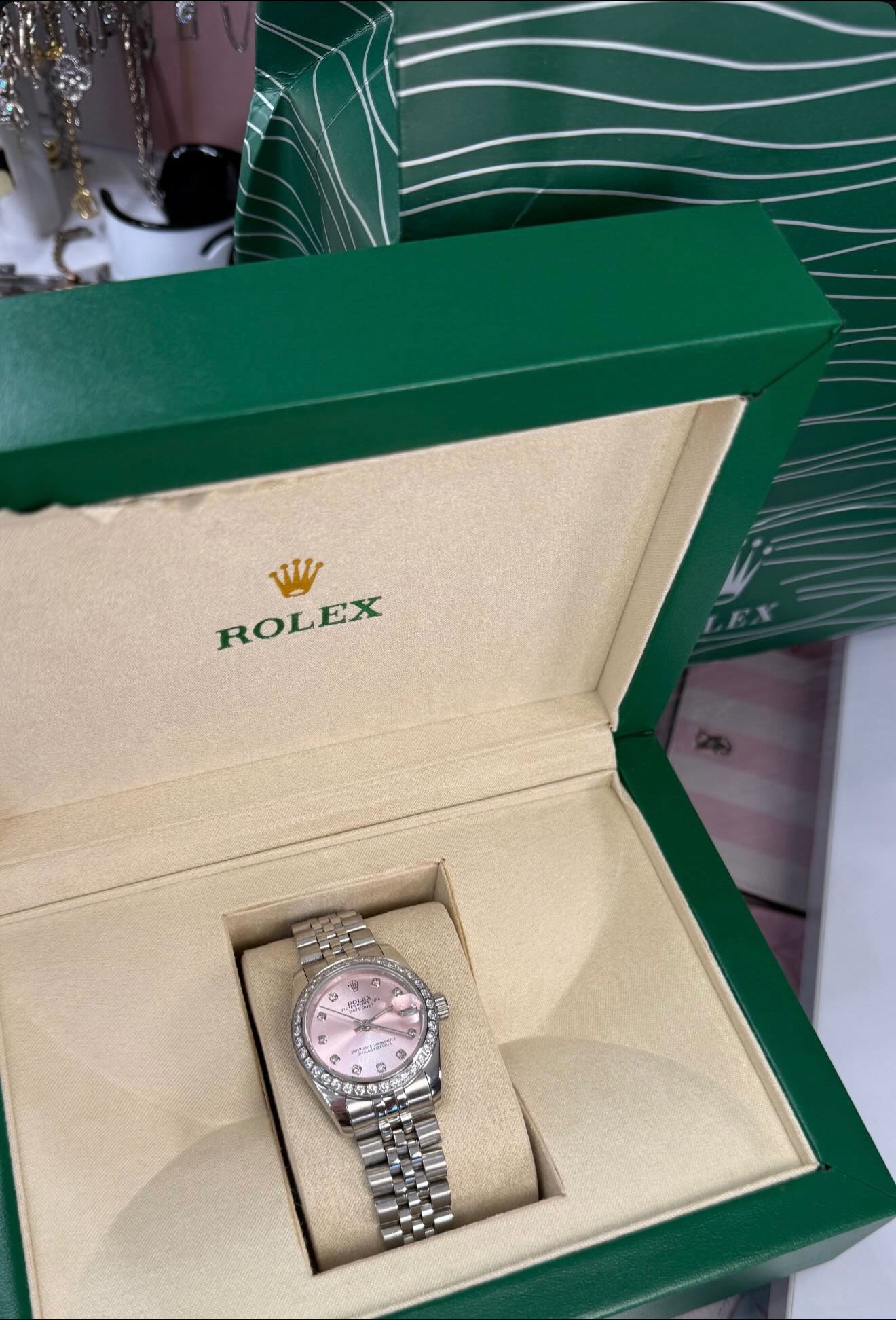 Ro Datejust Watch – Pink Diamond Dial with Jubilee Bracelet