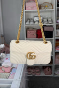 White Matelassé GG Marmont Shoulder Bag