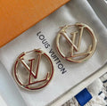 L V Monogram Gold Hoop Earrings