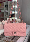 Designer Inspired Pink Quilted Classic Flap Shoulder Bag