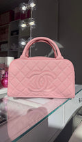 Luxury Inspired Pink Quilted Boston Bowler Bag