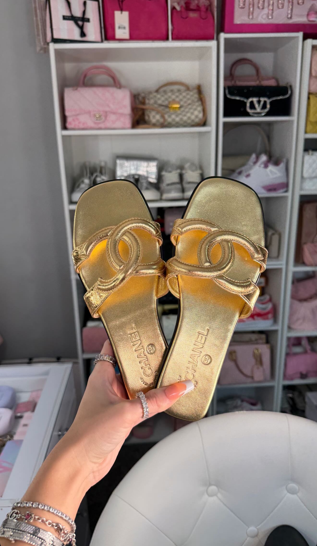 Gold Luxury Slide Sandals