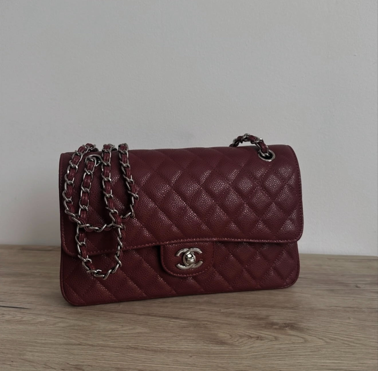 CHAN Flap Bag – Burgundy Caviar Quilted Leather