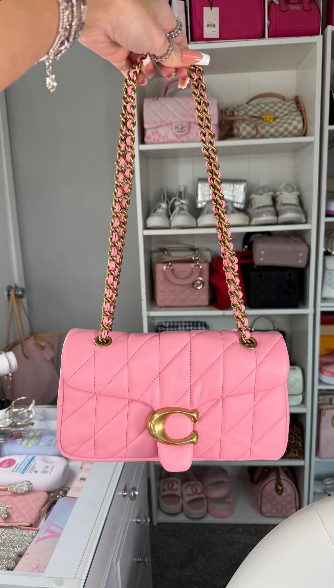 Bubblegum Pink Quilted Chain Shoulder Bag