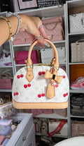 L V White Cherry Monogram Alma Bag